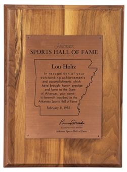 1983 Lou Holtz Arkansas Sports Hall of Fame Plaque (Holtz LOA)